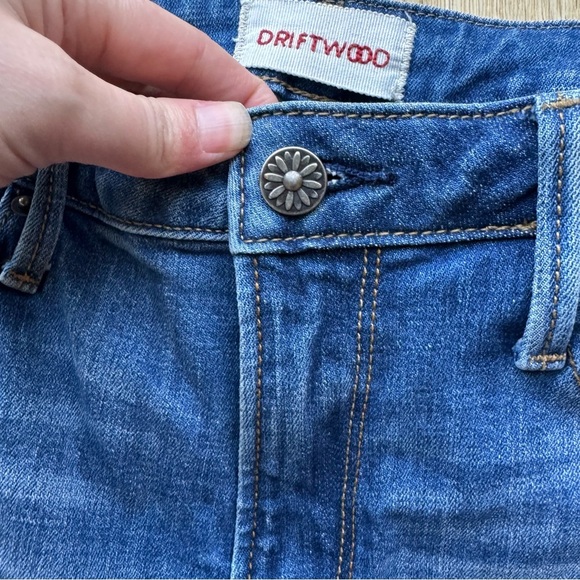 DRIFTWOOD CANDACE Embroidered Hem Straight Ankle High Rise Jeans - 27 - Picture 7 of 13